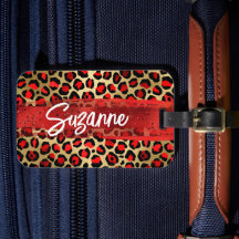 Pinceladas de leopardo de papel de aluminio rojo y