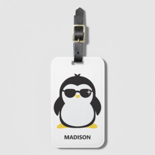 Etiqueta Para Maletas Pingüino fresco de nombre personalizado