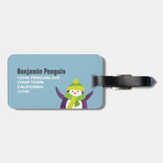 Etiqueta Para Maletas Pingüino lindo del invierno personalizado