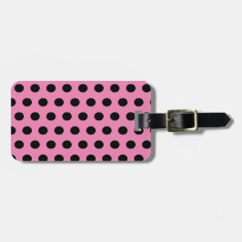 Etiqueta Para Maletas Pink and Black Polka Dots