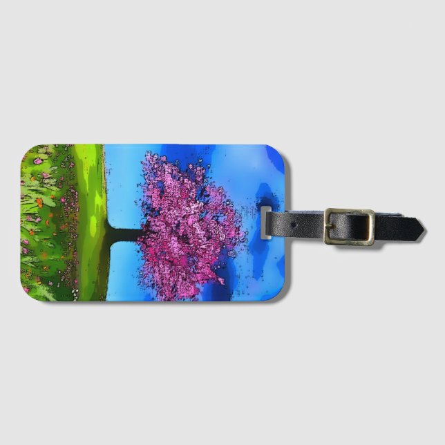 Etiqueta Para Maletas Pink Cherry Tree (Anverso horizontal)