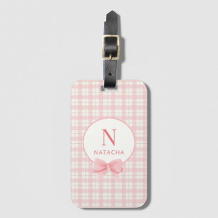 Etiqueta Para Maletas Pink Cute Plaid Gingham