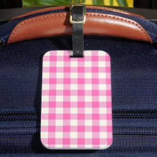 Etiqueta Para Maletas Pink Gingham Plaid Cottagecore