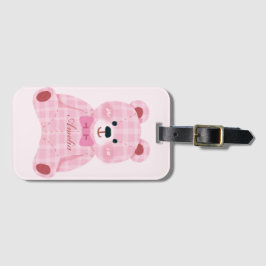 Etiqueta Para Maletas Pink Gingham Teddy