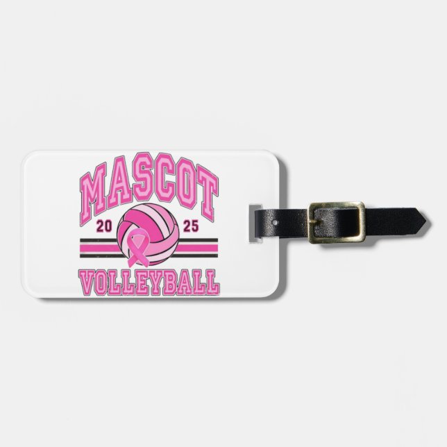 Etiqueta Para Maletas 🏐 💖 Pink Power Voleibol 🎗️ (Frente Horizontal)