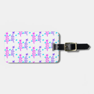 Etiqueta Para Maletas Pink Purple doodle christmas de árbol estrellas de