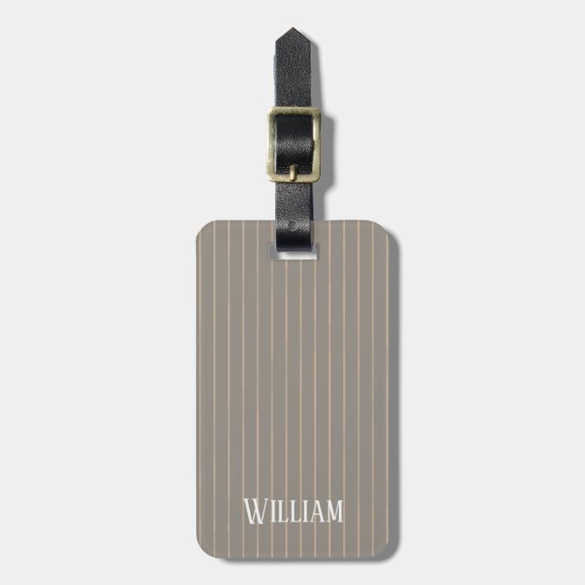 Etiqueta Para Maletas Pinstripes beiges personalizadas (Frente Vertical)
