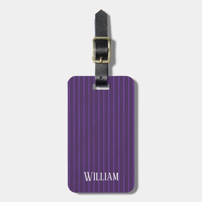 Etiqueta Para Maletas Pinstripes púrpuras (Frente Vertical)