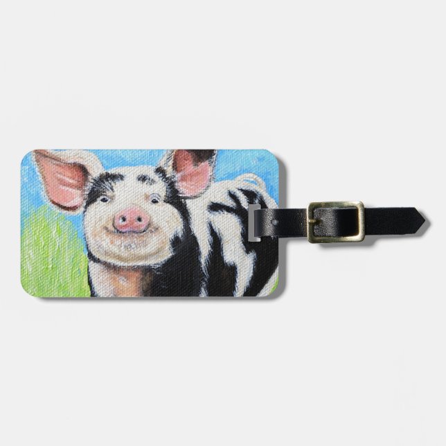 Etiqueta Para Maletas Pintado feliz de Cerdito (Frente Horizontal)