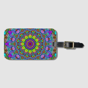 Etiqueta Para Maletas Pintado manual Mandala Clock Face 4