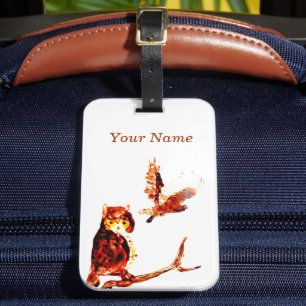 Etiqueta Para Maletas Pintando pájaros Tawny Owls Personalizados