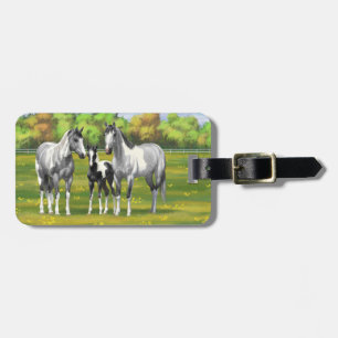 Etiqueta Para Maletas Pintar los caballos de pintura de guijarros de gri