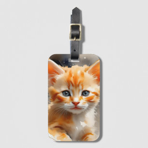 Etiqueta Para Maletas Pintura acuarela de un lindo gato naranja