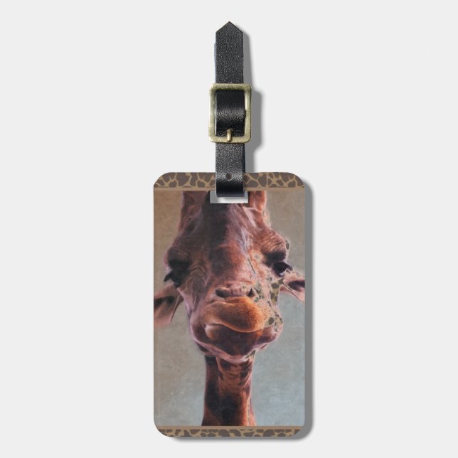 Etiqueta Para Maletas Pintura al óleo de la jirafa (Frente Vertical)