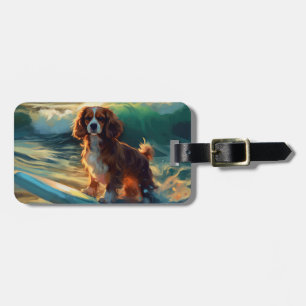 Etiqueta Para Maletas Pintura Cavalier King Beach para surf