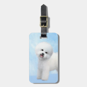 Etiqueta Para Maletas Pintura de Bichon Frise - Arte de Perro Original.