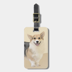 Etiqueta Para Maletas Pintura de Corgi galés de Pembroke - Arte Perro Or