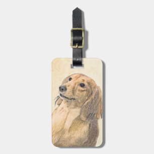 Etiqueta Para Maletas Pintura de Dachshund (de cabello largo) - Arte Per