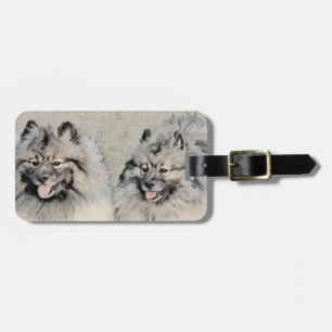 Etiqueta Para Maletas Pintura de Keeshond Brothers - Arte Perro Original