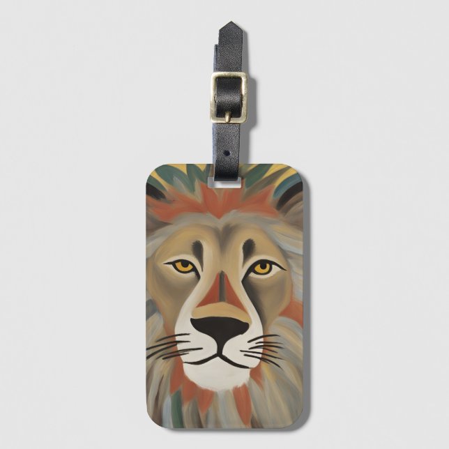 Etiqueta Para Maletas Pintura de león (Anverso vertical)