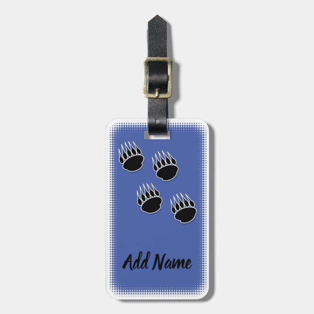 Etiqueta Para Maletas Pintura de oso negro imprime azul Personalizado (Frente Vertical)