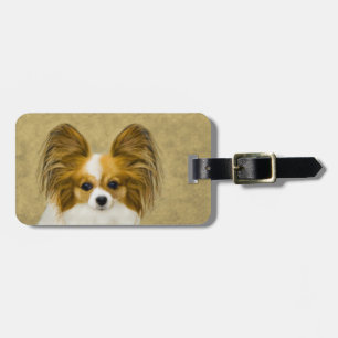 Etiqueta Para Maletas Pintura de Papillon (Hound Tri) - Arte original de
