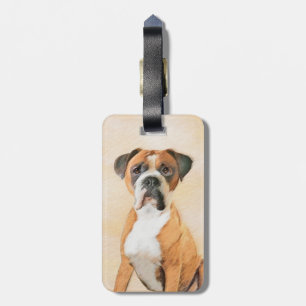 Etiqueta Para Maletas Pintura de Perro Boxer sin Recortar Arte Animal Or