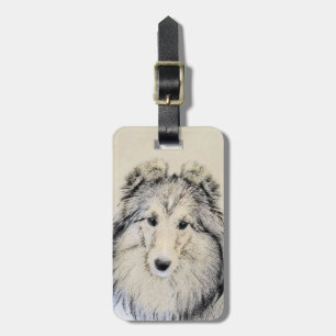 Etiqueta Para Maletas Pintura de perro pastelero de Shetland - Arte de p