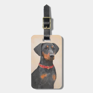 Etiqueta Para Maletas Pintura de Pinscher original de arte animal