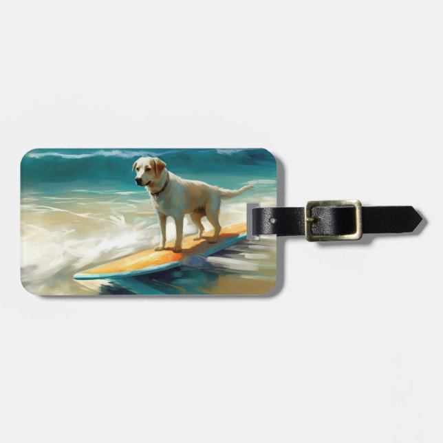 Etiqueta Para Maletas Pintura de surf de Anatolian Shepherd Beach (Frente Horizontal)