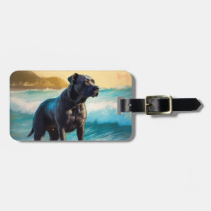 Etiqueta Para Maletas Pintura de surf de Cane Corso Beach