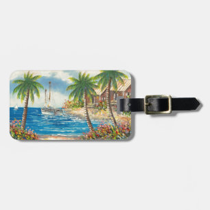 Etiqueta Para Maletas Pintura de un velero en Hawaii