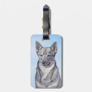 Etiqueta Para Maletas Pintura de Vallhund Sueca - Arte Perro Original Cu