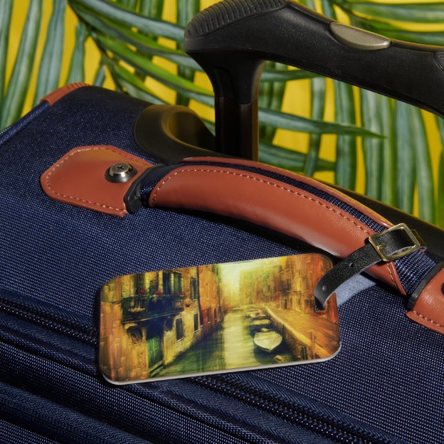 Etiqueta Para Maletas Pintura del Canal de Venecia Balcony (Anverso In situ 3)