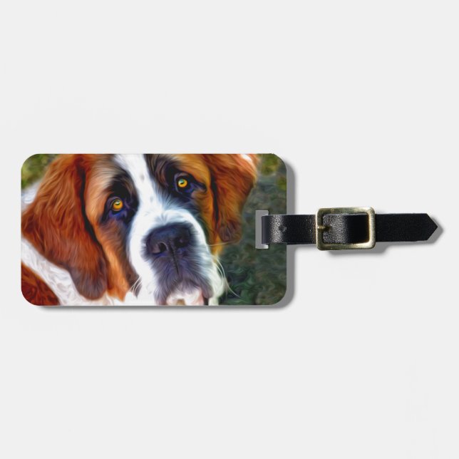 Etiqueta Para Maletas Pintura del perro de St Bernard (Frente Horizontal)