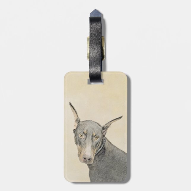 Etiqueta Para Maletas Pintura Doberman Pinscher - Original Dog Art (Atrás Vertical)