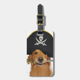 Etiqueta Para Maletas Pirata de Halloween del golden retriever