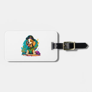 Etiqueta Para Maletas Pirata de perro de Golden Retriever