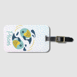 Etiqueta Para Maletas Pisces modernos Pescado Zodiac