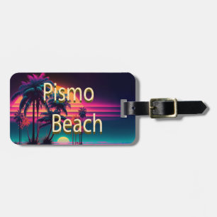 Etiqueta Para Maletas Pismo Beach Neon Palm Trees