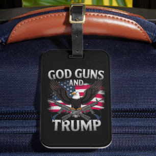 Etiqueta Para Maletas Pistolas De Dios Y Vintage De La Bandera Estadouni