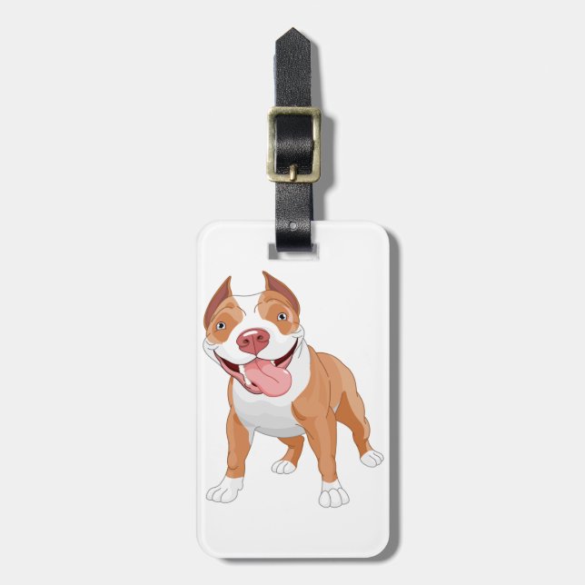 Etiqueta Para Maletas Pit Bull Sonriente Feliz (Frente Vertical)