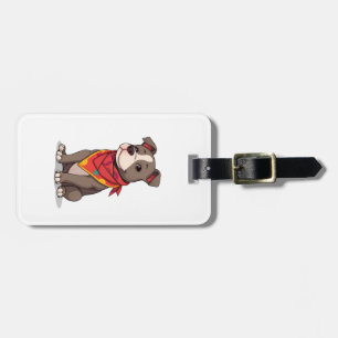 Etiqueta Para Maletas Pitbull Adorable con Pañuelo Gif de Amante de Perr