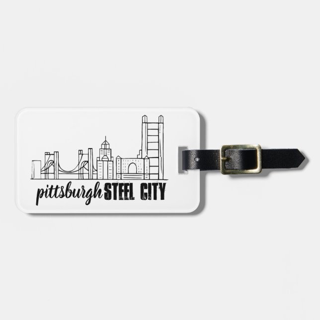 Etiqueta Para Maletas Pittsburgh Skyline (Frente Horizontal)