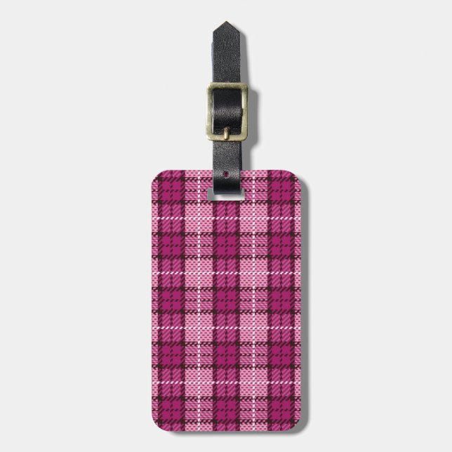 Etiqueta Para Maletas Pixel Plaid_Magenta-Black (Frente Vertical)