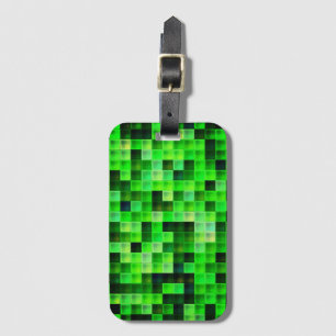 Etiqueta Para Maletas Pixels Green Square Pattern de videojuegos