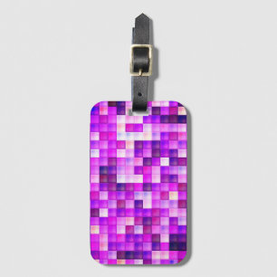 Etiqueta Para Maletas Pixels Pink Square Pattern