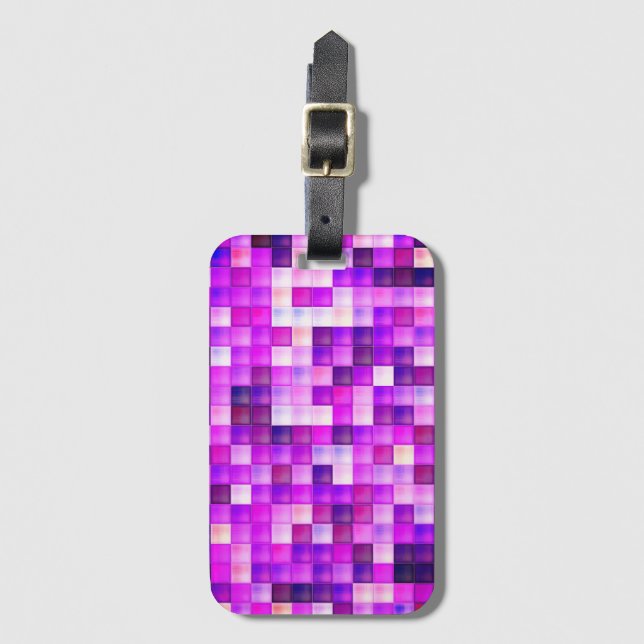 Etiqueta Para Maletas Pixels Pink Square Pattern (Anverso vertical)
