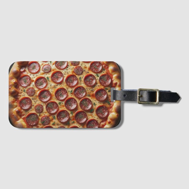 Etiqueta Para Maletas Pizza de estilo - Viajes de pizza (Anverso horizontal)