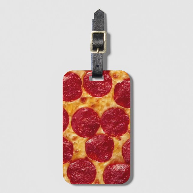 Etiqueta Para Maletas pizza de pepperonis (Anverso vertical)